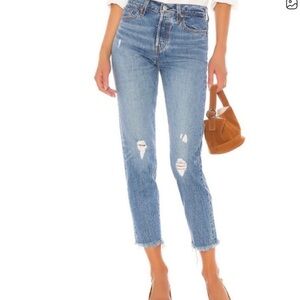 Levi’s wedgie raw distressed button up jeans